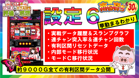 【南国育ち－３０設定６】挙動、スランプグラフ、実戦データ履歴、有利区間＆モード移行、特徴、立ち回りポイント公開！